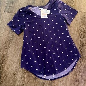 NWT LuLaRoe Iris Purple Polka Dot Short Sleeve Top